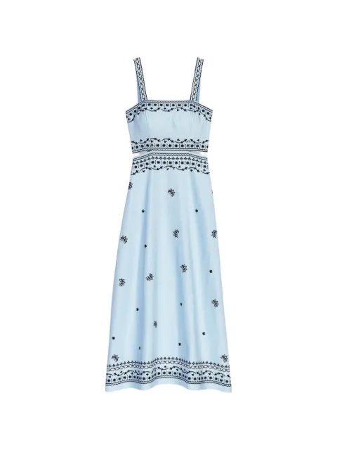 Maje floral-embroidered midi dress Blue MFPRO04931