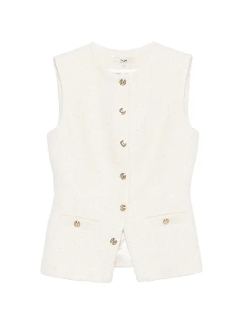 Maje sleeveless button-front top Neutrals MFPTO01404