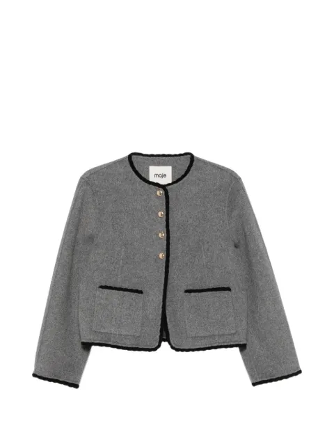 Maje Gardenia braid-trim single-breasted jacket Grey MFPOU01490