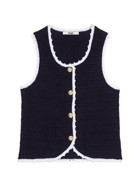 Maje crochet-knit cropped vest Blue MFPTO01369