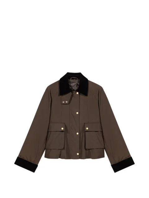Maje corduroy-trim press-stud jacket Brown MFPBL00847