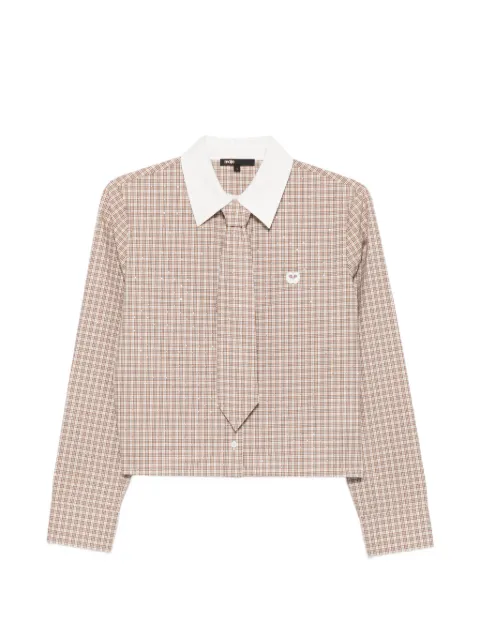 Maje check-pattern rhinestone-embellished shirt Neutrals MFPCM00795