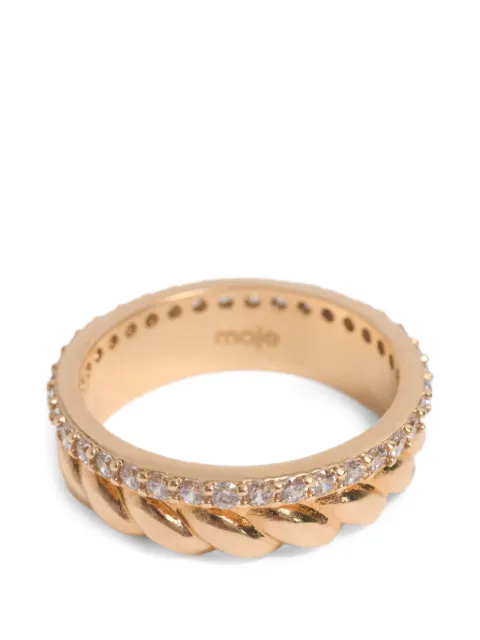 Maje crystal-embellished twisted-band ring Gold MFABI01135