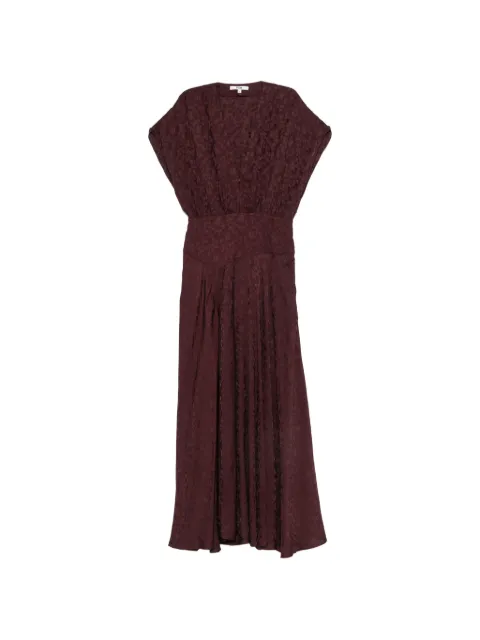 Maje floral-jacquard V-neck dress Red MFPRO04997