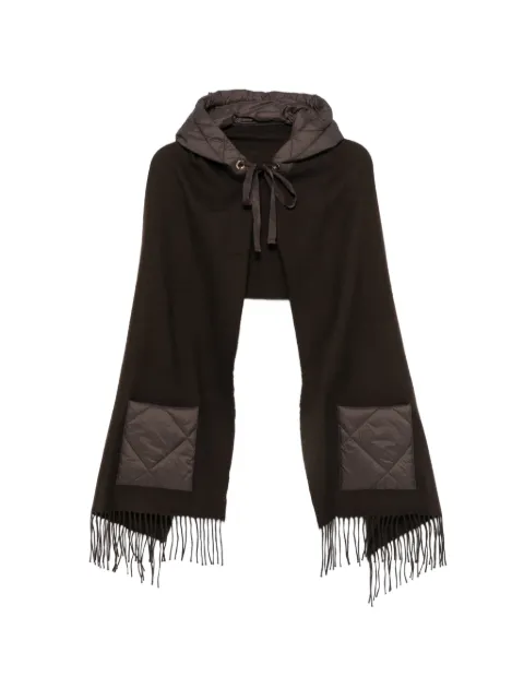 Maje fringed hooded poncho Brown MFABO00602
