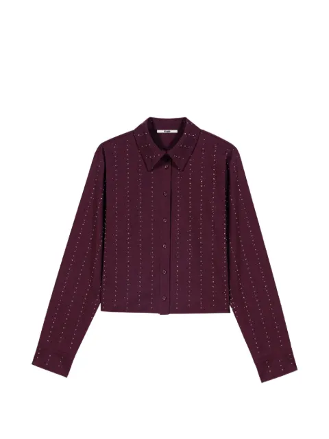 Maje cropped rhinestone cotton shirt Red MFPCM00809