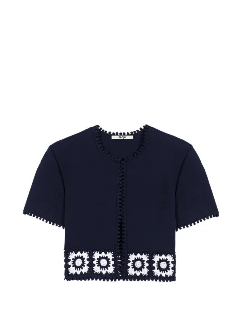 Maje crochet-trim cropped cardigan Blue MFPCA00721