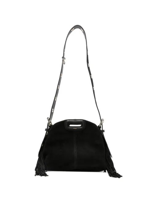Maje fringe-detail leather shoulder bag Black MFASA01473