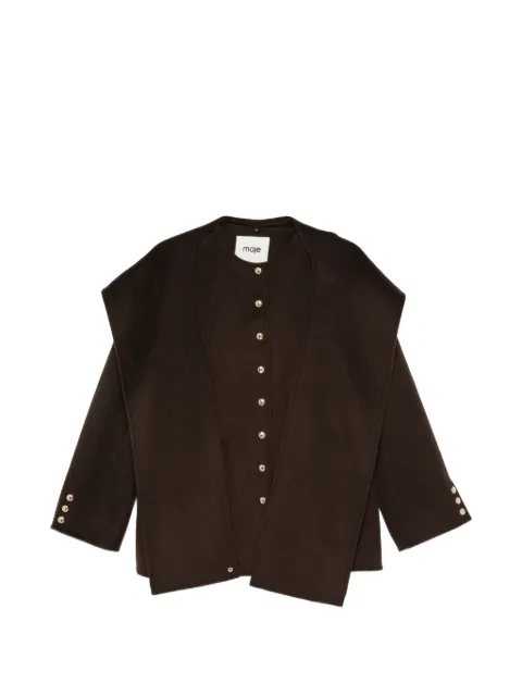 Maje hooded button-up single-breasted coat Brown MFPOU01565