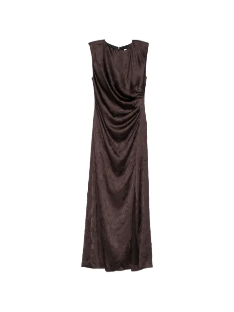 Maje crinkled-effect sleeveless maxi dress Brown MFPRO04996