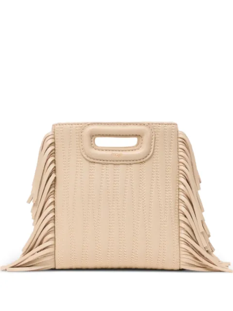 Maje mini M fringed tote bag Neutrals MFASA01445