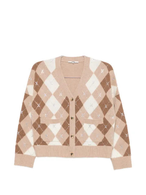 Maje argyle-pattern crystal-embellished cardigan Neutrals MFPCA00770