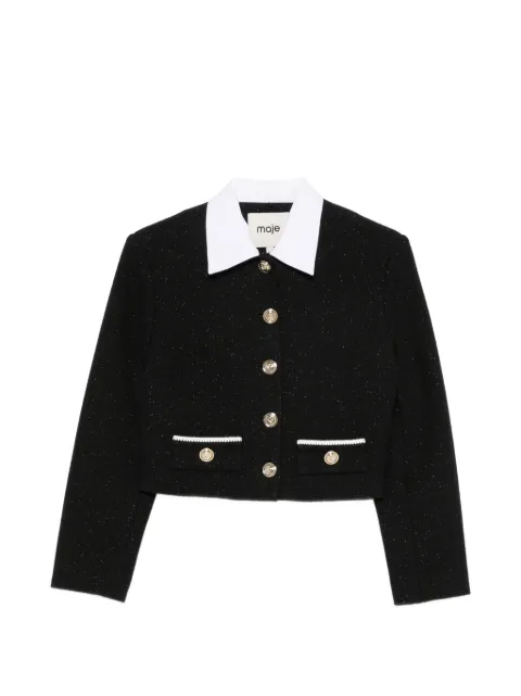 Maje button-up cropped jacket Black MFPVE00821