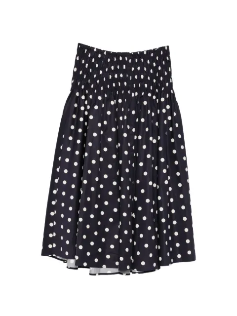 Maje polka-dot smocked-waist midi skirt Blue MFPJU01673