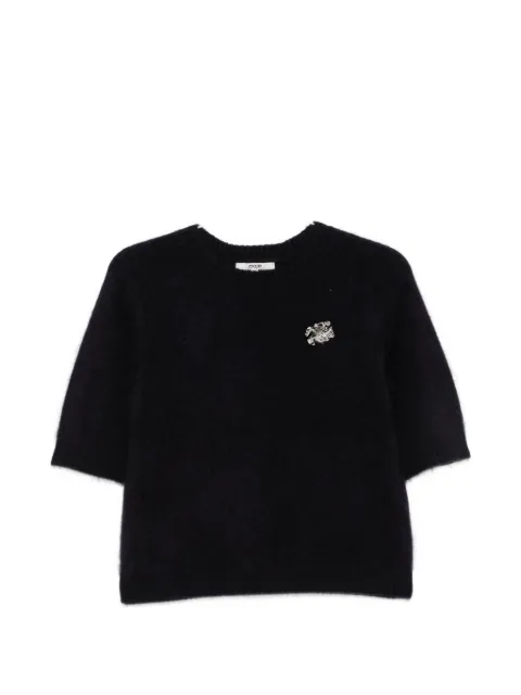 Maje embellished short-sleeve sweater Black MFPPU01068