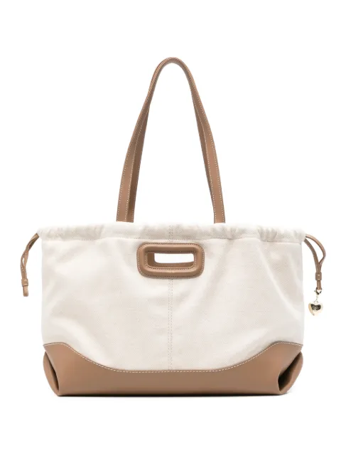 Maje leather-trim drawstring tote bag Neutrals MFASA01440