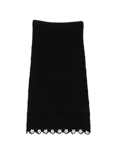 Maje flower-embellished midi knitted skirt Black MFPJU01697