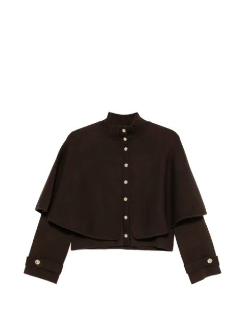 Maje cape-overlay button-up cardigan Brown MFPCA00785