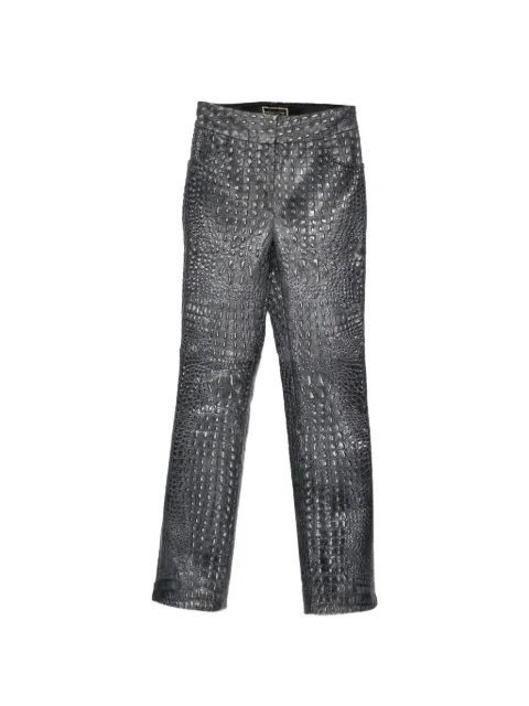 MITILIANE COUTURE croc-embossed leather trousers Grey 7069
