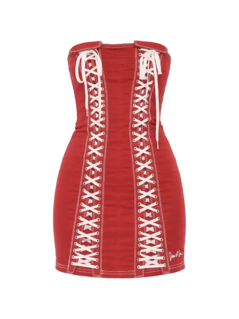 DSQUARED2 lace-up strapless dress Red S72CV0475S39021