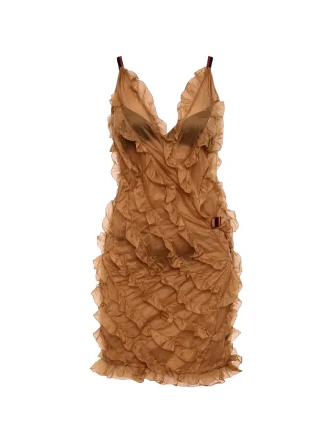 DSQUARED2 draped ruffled mini dress Brown S72FB0224S76593