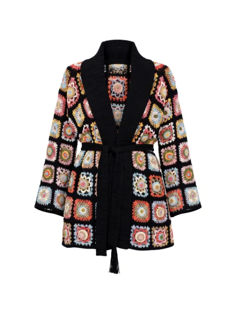 Alanui crochet belted cardigan Black LWHC0010110481088