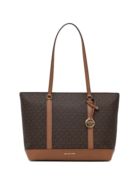 Michael Kors logo-print leather-trim tote bag Brown 30S6G3PT3B