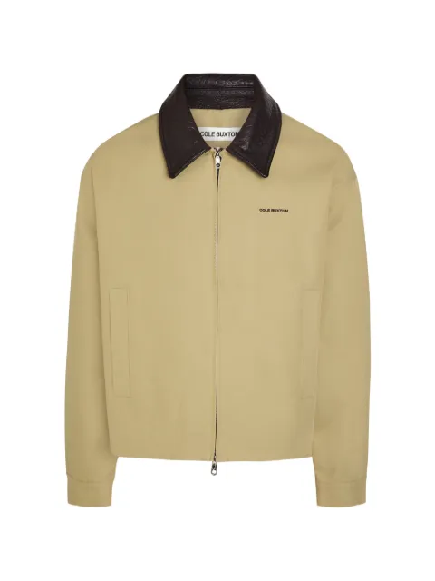 COLE BUXTON leather-collar logo-print jacket Neutrals SS26LCCO130