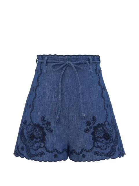 ZIMMERMANN embroidered scalloped shorts Blue 8361ASS261R