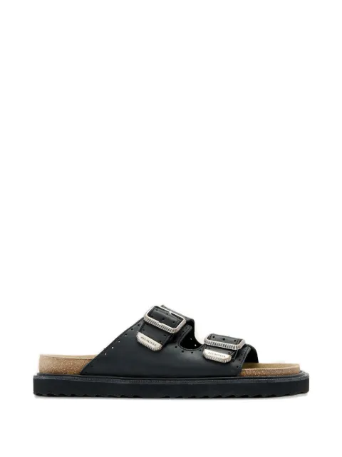 AllSaints perforated buckle-fastening slides Black M003FE