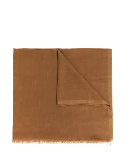 Ferragamo Gancini-monogram frayed scarf Brown 789416