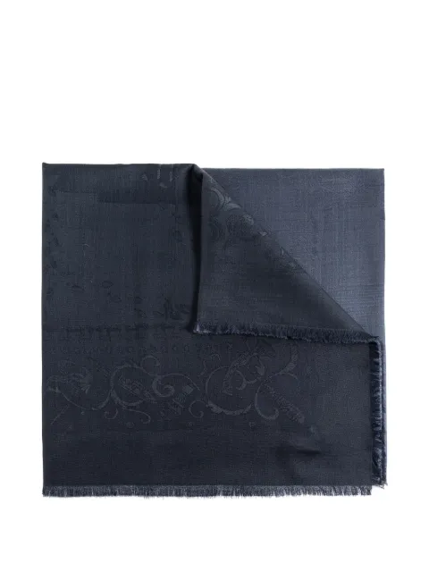 Ferragamo jacquard-patterned frayed scarf Blue 790388