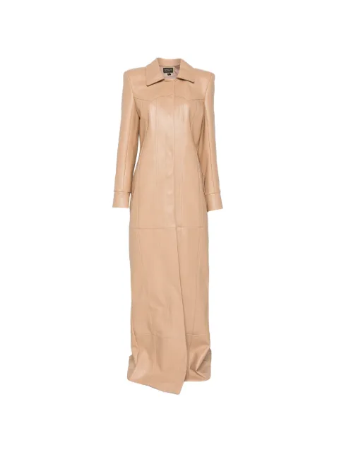 MITILIANE COUTURE contrast-stitched leather coat Neutrals 1072