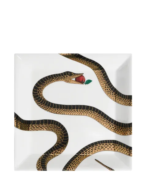 Fornasetti snake-print square tray White P64Z019