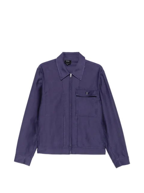 A.P.C. Moleskine zip-up chest-pocket shirt jacket Blue COHNBH32073