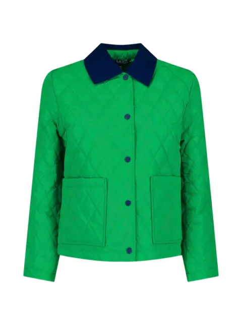 Lauren Ralph Lauren twill-trim diamond-quilted jacket Green 297P10877