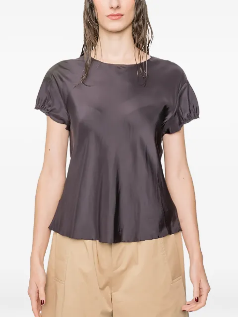 SUSANNE BOMMER gathered-sleeve silk T-shirt Grey 2351491659