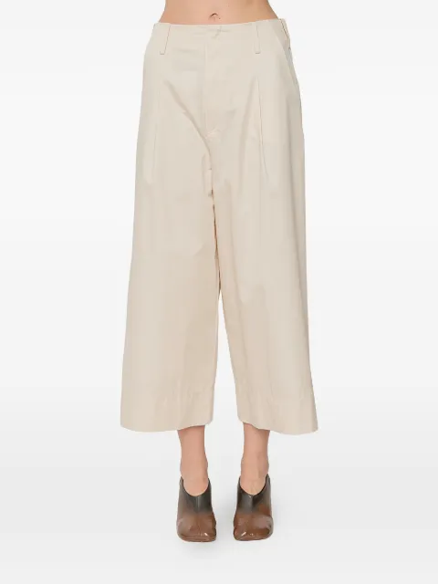 SUSANNE BOMMER pleated wide-leg cropped trousers Neutrals 2337090512