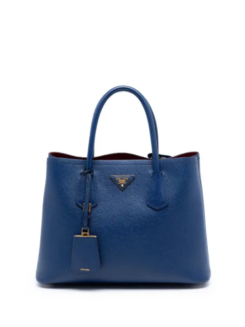Prada Pre-Owned 2013-2025 Medium Saffiano Cuir Double satchel Blue GKDP3T31HWJFEC5R