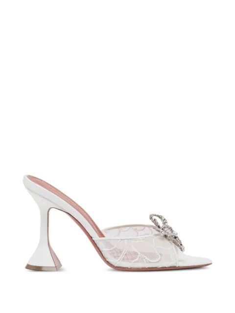 Amina Muaddi Rosie crystal-bow lace shoes White ROSIELACESLIPPER95IVORY