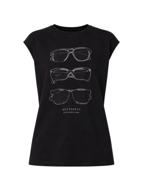 AllSaints graphic-print cap-sleeve T-shirt Black W163JC