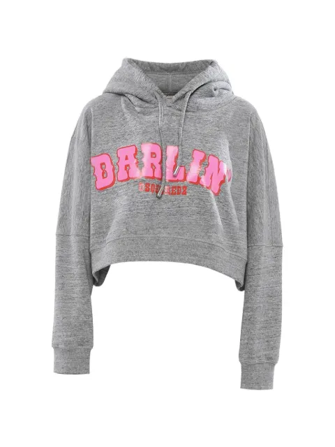 DSQUARED2 logo-print crop hoodie Grey S72GU0435S25477