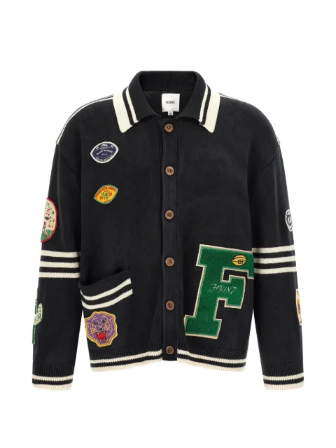 FOUND Fin Varsity patch-embellished cardigan Black FOSS26CA010120027