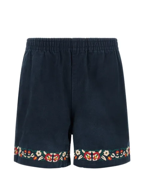 FOUND Horse Equine floral-embroidered cotton shorts Blue FOSS26SH040120043