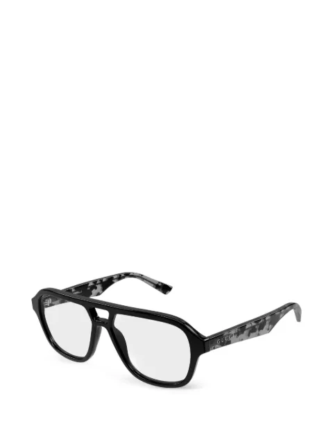 Gucci Eyewear tortoiseshell-effect double-bridge glasses Black GG2183O