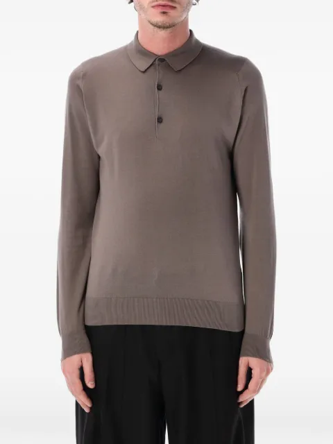 John Smedley Bradwell long-sleeve polo shirt Brown BRADWELL