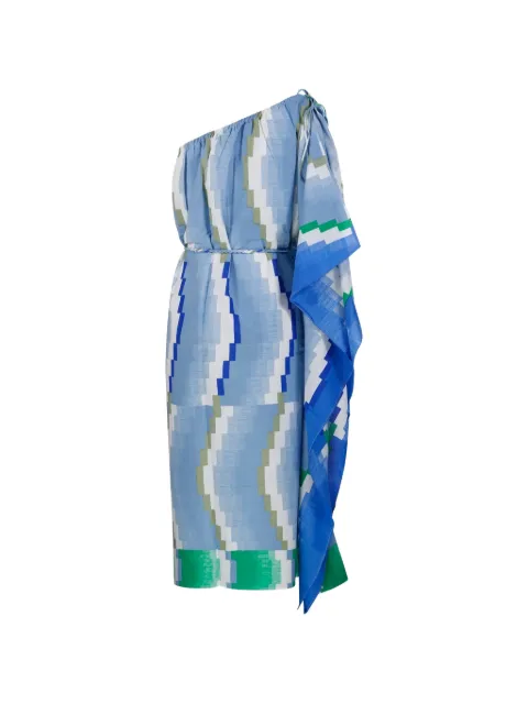 mapoésie Enna Aurore geometric-print one-shoulder dress Blue MP19PAPB209ROB