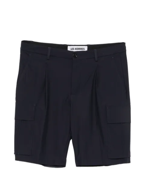 LES HOMMES pleated cargo shorts Blue 261L01012