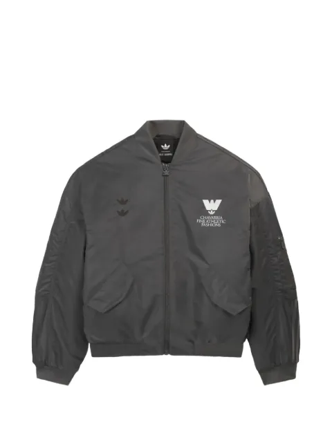 Willy Chavarria x Adidas logo-print bomber jacket Grey KV2248