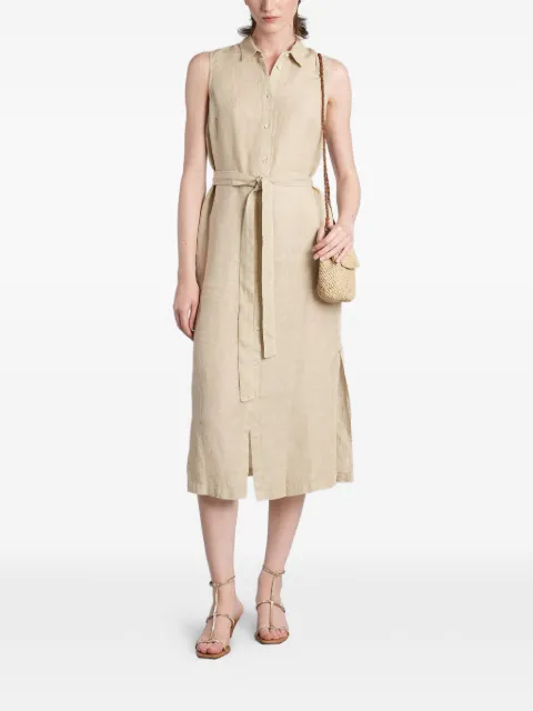 120% Lino belted sleeveless midi dress Neutrals 33ALIW49I60000115000